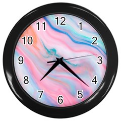 Colorful Marble Abstract Background Texture  Wall Clock (black) by Dushan