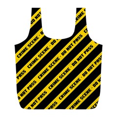 Warning Colors Yellow And Black - Police No Entrance 2 Full Print Recycle Bag (l) by DinzDas