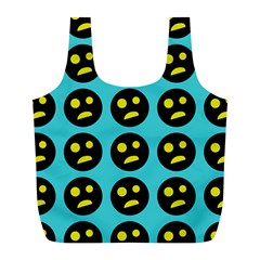 005 - Ugly Smiley With Horror Face - Scary Smiley Full Print Recycle Bag (l) by DinzDas