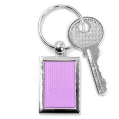 White Polka Dot Pastel Purple Background, Pink Color Vintage Dotted Pattern Key Chain (rectangle) by Casemiro