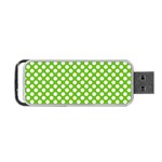 Pastel green lemon, white polka dots pattern, classic, retro style Portable USB Flash (One Side) Front