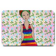 Tan Swimmer Flowerwall Large Doormat  by snowwhitegirl