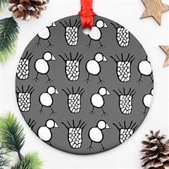 Grey Base, B&w Chpa Pattern Design Ornament (round) by CHPALTD