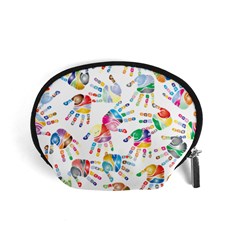 Colorful Palms, Hand Print Pattern, Rainbow Colors Palette Accessory Pouch (small) by Casemiro