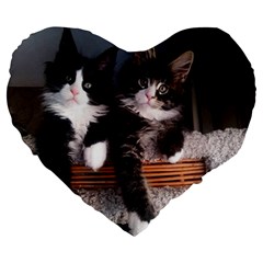 Cats Brothers Large 19  Premium Heart Shape Cushions by Sparkle
