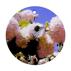 Pink Snowball Branch Ornament (round) by okhismakingart