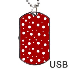 Mushroom Pattern, Red And White Dots, Circles Theme Dog Tag Usb Flash (one Side) by Casemiro