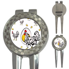 Roseanne Chicken, Retro Chickens 3-in-1 Golf Divots by EvgeniaEsenina