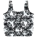 Stylized Botanical Motif Black And White Print Full Print Recycle Bag (XL) Back