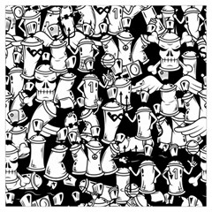 Graffiti Spray Can Characters Seamless Pattern Long Sheer Chiffon Scarf  by Amaryn4rt