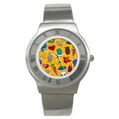 Graffiti Characters Seamless Ornament Stainless Steel Watch by Amaryn4rt
