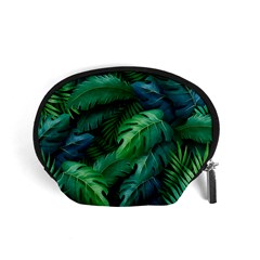Tropical Green Leaves Background Accessory Pouch (small) by Amaryn4rt