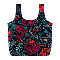 Vintage Flash Tattoos Designs Seamless Pattern Full Print Recycle Bag (l) by Amaryn4rt