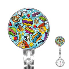 Comic Elements Colorful Seamless Pattern Stainless Steel Nurses Watch by Amaryn4rt