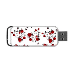 Vector Roses Pattern,red Flowers And Black Branches, Asymmetric Design Portable Usb Flash (one Side) by Casemiro