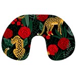 Seamless-pattern-with-leopards-and-roses-vector Travel Neck Pillow Back