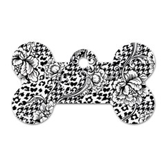 Vector-eclectic-fabric-seamless-pattern-animal-and-plaid-background-with-baroque-ornament Dog Tag Bone (two Sides) by Sobalvarro