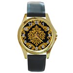 Finesse  Round Gold Metal Watch Front