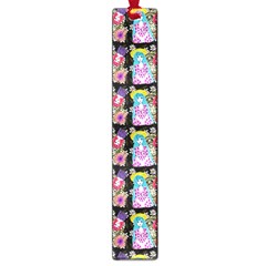 Blue Haired Girl Pattern Black Large Book Marks by snowwhitegirl