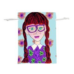 Purple Glasses Girl Wall Lightweight Drawstring Pouch (s) by snowwhitegirl