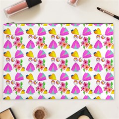 Girl With Hood Cape Heart Lemon Pattern White Cosmetic Bag (xxl) by snowwhitegirl