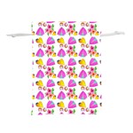 Girl With Hood Cape Heart Lemon Pattern White Lightweight Drawstring Pouch (L) Back