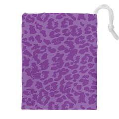 Purple Big Cat Pattern Drawstring Pouch (5xl) by Angelandspot