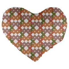 Squares And Diamonds Large 19  Premium Flano Heart Shape Cushions by tmsartbazaar
