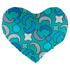 Cloudy Blue Moon Large 19  Premium Flano Heart Shape Cushions by tmsartbazaar