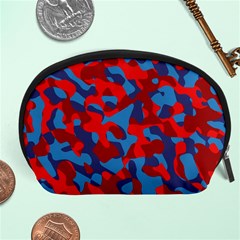 Red And Blue Camouflage Pattern Accessory Pouch (large) by SpinnyChairDesigns