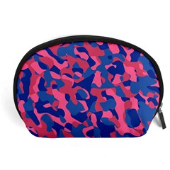 Blue And Pink Camouflage Pattern Accessory Pouch (large) by SpinnyChairDesigns