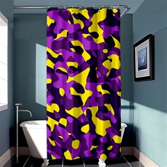 Purple And Yellow Camouflage Pattern Shower Curtain 36  X 72  (stall)  by SpinnyChairDesigns