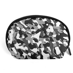 Grey And White Camouflage Pattern Accessory Pouch (large) by SpinnyChairDesigns