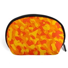 Orange And Yellow Camouflage Pattern Accessory Pouch (large) by SpinnyChairDesigns