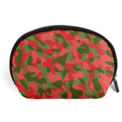 Pink And Green Camouflage Pattern Accessory Pouch (large) by SpinnyChairDesigns