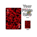 Red and Black Camouflage Pattern Playing Cards 54 Designs (Mini) Front - Heart9