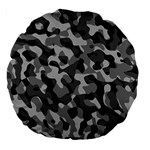 Grey and Black Camouflage Pattern Large 18  Premium Flano Round Cushions Back