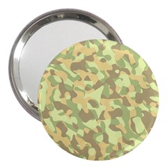 Light Green Brown Yellow Camouflage Pattern 3  Handbag Mirrors by SpinnyChairDesigns
