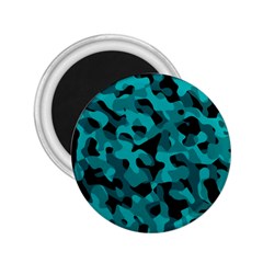 Black And Teal Camouflage Pattern 2 25  Magnets by SpinnyChairDesigns