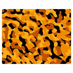 Orange And Black Camouflage Pattern Double Sided Flano Blanket (medium)  by SpinnyChairDesigns