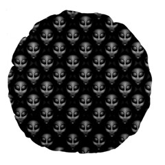 Grey Aliens Extraterrestrials Ufo Faces Large 18  Premium Flano Round Cushions by SpinnyChairDesigns