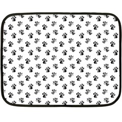 Cat Dog Animal Paw Prints Pattern Black And White Fleece Blanket (mini) by SpinnyChairDesigns