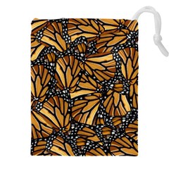 Monarch Butterfly Wings Pattern Drawstring Pouch (4xl) by SpinnyChairDesigns