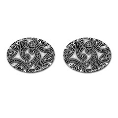 Abstract Paisley Black And White Cufflinks (oval) by SpinnyChairDesigns