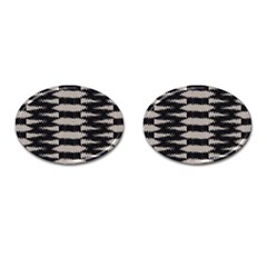 Black And White Zebra Ikat Stripes Cufflinks (oval) by SpinnyChairDesigns