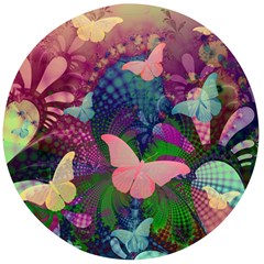 Butterfly Garden Art Wooden Bottle Opener (round) by SpinnyChairDesigns