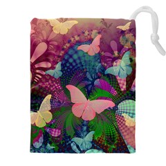 Butterfly Garden Art Drawstring Pouch (4xl) by SpinnyChairDesigns
