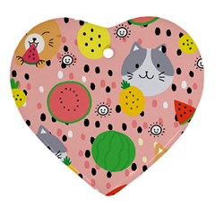 Cats And Fruits  Ornament (heart) by Sobalvarro