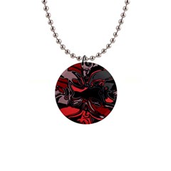 Red Black Grey Abstract Art 1  Button Necklace by SpinnyChairDesigns