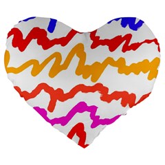 Multicolored Scribble Abstract Pattern Large 19  Premium Flano Heart Shape Cushions by dflcprintsclothing
